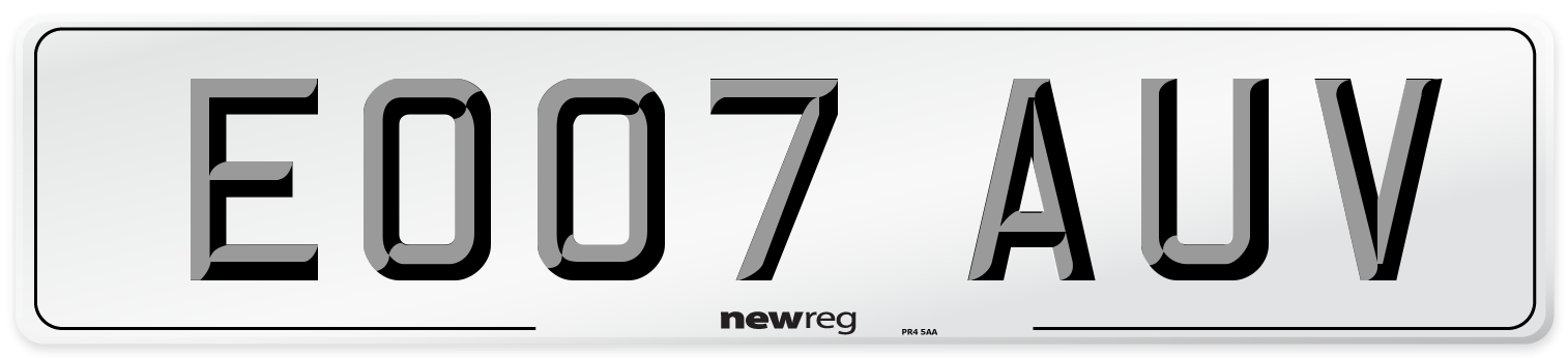 EO07 AUV Number Plate from New Reg